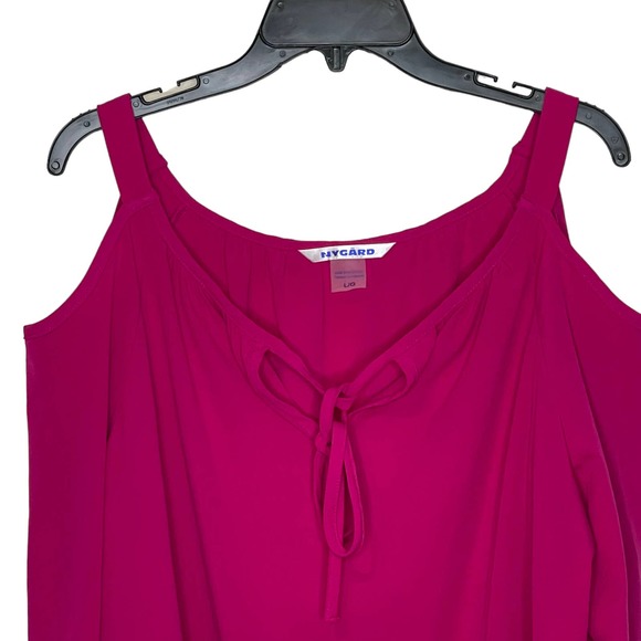 Nygard Pink Cold Shoulder Stretch Tie Top Lined 3/4 Flared Sleeve Women Large - Picture 2 of 7